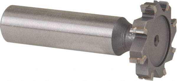 Made in USA - 1" Diam x 3/16" Face Width, Carbide-Tipped, 8 Teeth, Shank Connection Woodruff Keyseat Cutter - Uncoated, 2-3/16" OAL x 1/2" Shank, Straight Teeth, ANSI 608, Old Standard 13 - USA Tool & Supply