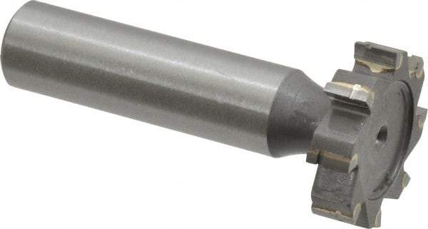 Made in USA - 1" Diam x 1/4" Face Width, Carbide-Tipped, 8 Teeth, Shank Connection Woodruff Keyseat Cutter - Uncoated, 2-1/4" OAL x 1/2" Shank, Straight Teeth, ANSI 808, Old Standard 15 - USA Tool & Supply