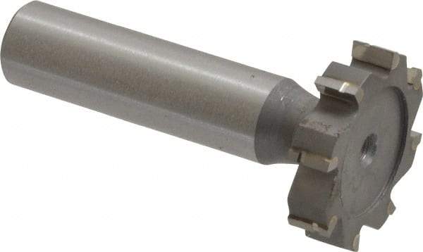 Made in USA - 1-1/8" Diam x 1/4" Face Width, Carbide-Tipped, 8 Teeth, Shank Connection Woodruff Keyseat Cutter - Uncoated, 2-1/4" OAL x 1/2" Shank, Straight Teeth, ANSI 809, Old Standard 18 - USA Tool & Supply
