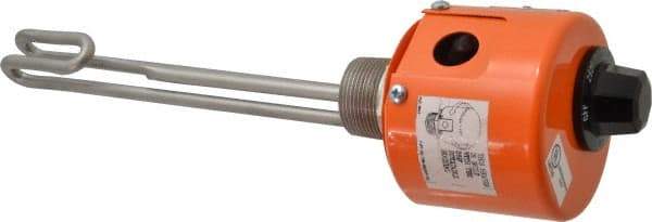 Value Collection - 1 Element, 9.06" Immersion Length, Standard Housing, Stainless Steel Pipe Plug Immersion Heater - 1 Phase, 240 Volt, 1,500 Watt, 68 Watts/Sq In, Stainless Steel Plug - USA Tool & Supply