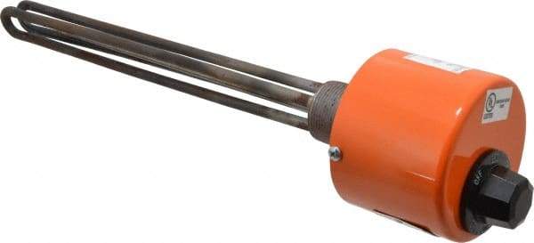 Value Collection - 2 Element, 12-3/4" Immersion Length, Standard Housing, Steel Pipe Plug Immersion Heater - 1 Phase, 120 Volt, 1,000 Watt, 22 Watts/Sq In, Steel Plug - USA Tool & Supply