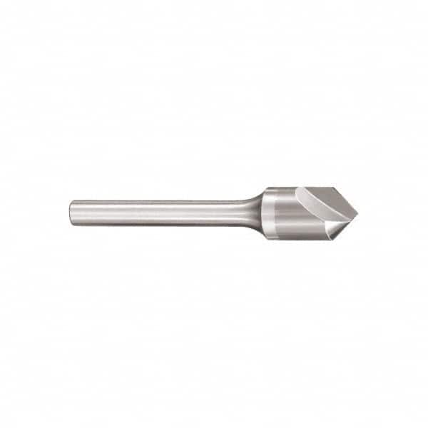 SGS - 1/8" Head Diam, 1/8" Shank Diam, 1 Flute 82° Solid Carbide Countersink - USA Tool & Supply