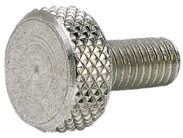 Electro Hardware - M6x1.00 Knurled Shoulderless Grade 303 Stainless Steel Thumb Screw - 21mm OAL, 13mm Head Diam x 6mm Head Height, Uncoated - USA Tool & Supply