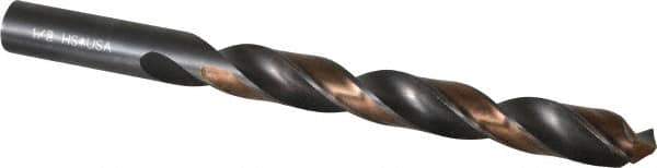 Michigan Drill - 1/2" 118° High Speed Steel Jobber Drill - Oxide/Gold Finish, Right Hand Cut, Spiral Flute, Straight Shank, 6" OAL, Split Point - USA Tool & Supply
