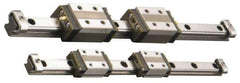 THK - 45mm Block L x 27mm W x 16.9mm H, 15mm Transverse Hole Spcg, 15mm Lateral Hole Spcg, 4-Way Compact HSR Assembly - M4x4.5 Block Hole, 350mm Rail L x 12mm W x 11mm H, 20mm Assembly H, 7.5mm Overhang - USA Tool & Supply