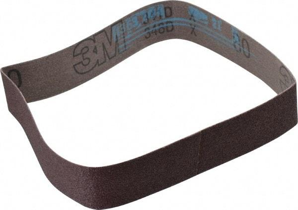 3M - 1-3/16" Wide x 21-1/4" OAL, 80 Grit, Aluminum Oxide Abrasive Belt - Aluminum Oxide, Medium, Coated, X Weighted Cloth Backing, Series 341D - USA Tool & Supply