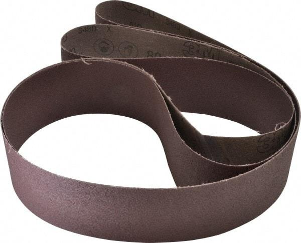 3M - 3" Wide x 120" OAL, 80 Grit, Aluminum Oxide Abrasive Belt - Aluminum Oxide, Medium, Coated, X Weighted Cloth Backing, Series 341D - USA Tool & Supply