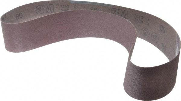 3M - 3" Wide x 48" OAL, 80 Grit, Aluminum Oxide Abrasive Belt - Aluminum Oxide, Medium, Coated, X Weighted Cloth Backing, Series 341D - USA Tool & Supply