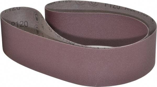 3M - 3" Wide x 60" OAL, 120 Grit, Aluminum Oxide Abrasive Belt - Aluminum Oxide, Fine, Coated, X Weighted Cloth Backing, Series 241D - USA Tool & Supply