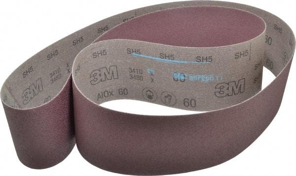 3M - 4" Wide x 80" OAL, 60 Grit, Aluminum Oxide Abrasive Belt - Aluminum Oxide, Medium, Coated, X Weighted Cloth Backing, Series 341D - USA Tool & Supply