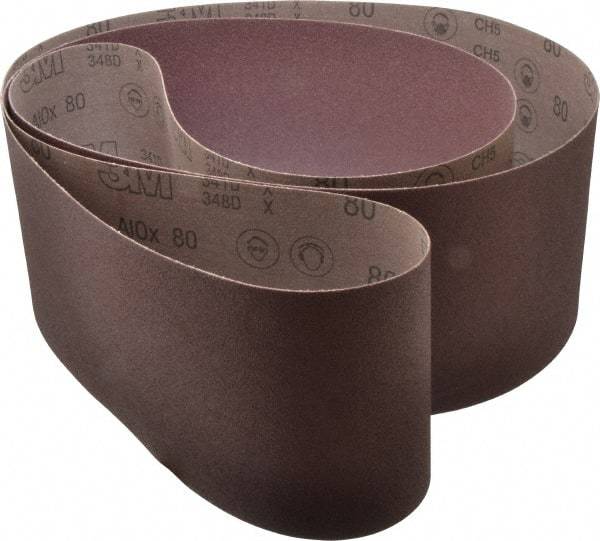 3M - 6" Wide x 108" OAL, 80 Grit, Aluminum Oxide Abrasive Belt - Aluminum Oxide, Medium, Coated, X Weighted Cloth Backing, Series 341D - USA Tool & Supply