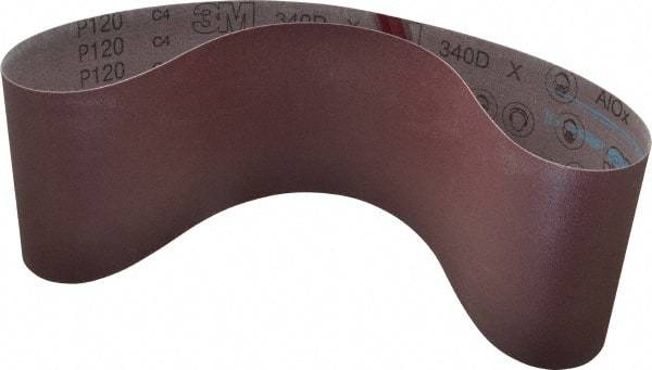 3M - 6" Wide x 48" OAL, 120 Grit, Aluminum Oxide Abrasive Belt - Aluminum Oxide, Fine, Coated, X Weighted Cloth Backing, Series 340D - USA Tool & Supply