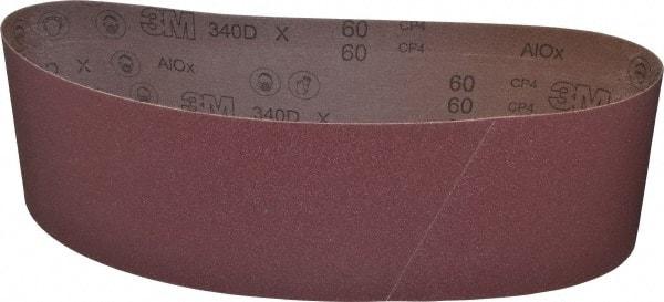 3M - 6" Wide x 48" OAL, 60 Grit, Aluminum Oxide Abrasive Belt - Aluminum Oxide, Medium, Coated, X Weighted Cloth Backing, Series 340D - USA Tool & Supply