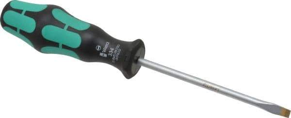 Wera - 198mm OAL Standard Slotted Screwdriver - Round Shank, Ergonomic Handle - USA Tool & Supply