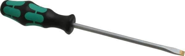 Wera - 255mm OAL Standard Slotted Screwdriver - Round Shank, Ergonomic Handle - USA Tool & Supply