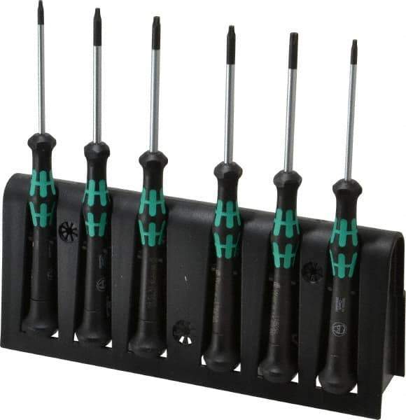 Wera - 6 Piece T7 to T20 Micro Handle Torx Driver Set - T7, T8, T9, T10, T15, T20 - USA Tool & Supply