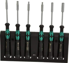 Wera - 6 Piece 2 to 5mm Electronic Nutdriver Set - Standard Shaft, Ergonomic Handle - USA Tool & Supply