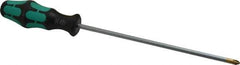 Wera - #2, 12" OAL, Standard Phillips Screwdriver - 8" Blade Length, Round Shank, Ergonomic Handle - USA Tool & Supply