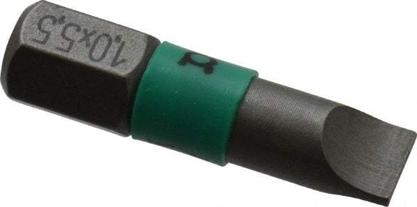 Wera - 0.216" Slotted Screwdriver Bit - 1/4" Hex Drive, 1" OAL - USA Tool & Supply