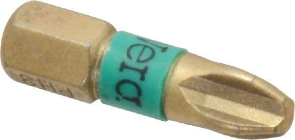 Wera - #3 Phillips Screwdriver Bit - 1/4" Hex Drive, 1" OAL - USA Tool & Supply