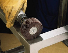 3M - 6" Diam, 60 Grit Ceramic Unmounted Flap Wheel - 1" Hole, 1" Wide, Density 5, Coated, Medium Grade, 6,100 Max RPM , X Weighted, Cloth Backing - USA Tool & Supply