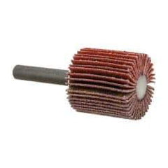 3M - 1" Diam x 1" Face Width, Fine Ceramic Alumina Coated Mounted Flap Wheel - 1/4" Shank Mount, 120 Grit, X Weighted Cloth Backing, 30,000 Max RPM - USA Tool & Supply