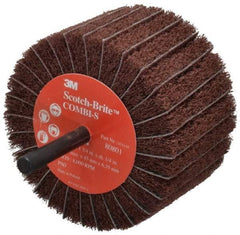 3M - 3" Diam x 1-3/4" Face Width, Medium Aluminum Oxide Coated Mounted Flap Wheel - 1/4" Shank Mount, 80 Grit, X Weighted Backing, 7,500 Max RPM - USA Tool & Supply