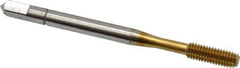 Balax - M3.5x0.60 Metric Coarse D7 Thread Limit Bottoming Thread Forming Tap - High Speed Steel, TiN Finish, 2" OAL, 11/16" Thread Length, Right Hand Thread, Series BXMB - Exact Industrial Supply