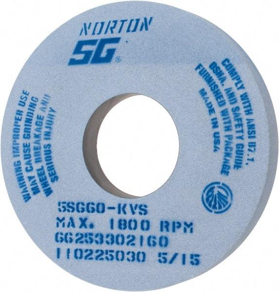 Norton - 14" Diam x 5" Hole x 1-1/2" Thick, K Hardness, 60 Grit Surface Grinding Wheel - Ceramic, Type 1, Medium Grade, 1,800 Max RPM, Vitrified Bond, No Recess - USA Tool & Supply