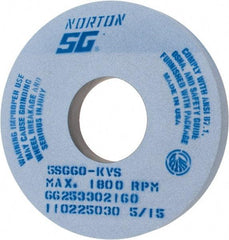 Norton - 14" Diam x 5" Hole x 1-1/2" Thick, K Hardness, 60 Grit Surface Grinding Wheel - Ceramic, Type 1, Medium Grade, 1,800 Max RPM, Vitrified Bond, No Recess - USA Tool & Supply