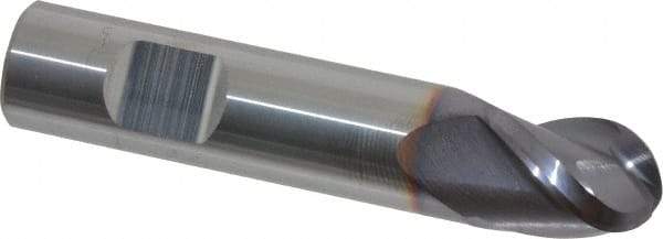 Niagara Cutter - 1/2" Diam, 5/8" LOC, 3 Flute Solid Carbide Ball End Mill - TiAlN Finish, Single End, 2-1/2" OAL, 1/2" Shank Diam, Spiral Flute - USA Tool & Supply