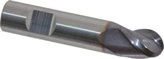 Niagara Cutter - 1/2" Diam, 5/8" LOC, 3 Flute Solid Carbide Ball End Mill - TiAlN Finish, Single End, 2-1/2" OAL, 1/2" Shank Diam, Spiral Flute - USA Tool & Supply