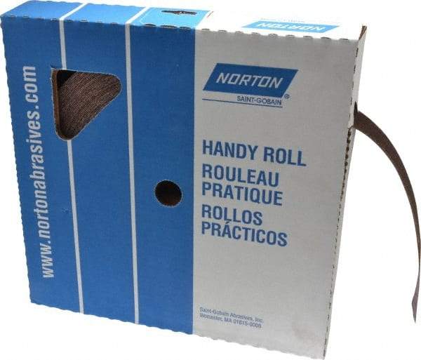 Norton - 1-1/2" x 50 Yd 50 Grit Aluminum Oxide Cloth Roll - Coarse Grade, J Weighted Backing - USA Tool & Supply
