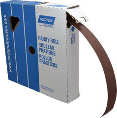 Norton - 1-1/2" x 50 Yd 120 Grit Aluminum Oxide Cloth Roll - Fine Grade, J Weighted Backing - USA Tool & Supply