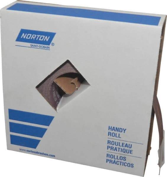 Norton - 1-1/2" x 50 Yd 180 Grit Aluminum Oxide Cloth Roll - Very Fine Grade, J Weighted Backing - USA Tool & Supply