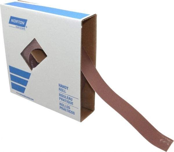 Norton - 1-1/2" x 50 Yd 240 Grit Aluminum Oxide Cloth Roll - Very Fine Grade, J Weighted Backing - USA Tool & Supply