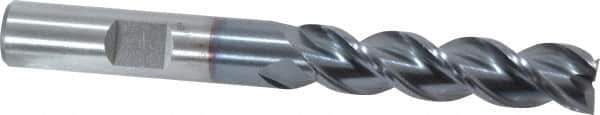 Cleveland - 3/8", 1-1/2" LOC, 3/8" Shank Diam, 3-1/4" OAL, 3 Flute, Powdered Metal Square End Mill - Single End, TiCN Finish, Spiral Flute, 42° Helix, Centercutting, Right Hand Cut, Right Hand Flute, Series PM-539R - USA Tool & Supply
