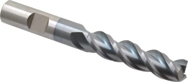 Cleveland - 1/2", 2" LOC, 1/2" Shank Diam, 4" OAL, 3 Flute, Powdered Metal Square End Mill - Single End, TiCN Finish, Spiral Flute, 42° Helix, Centercutting, Right Hand Cut, Right Hand Flute, Series PM-539R - USA Tool & Supply