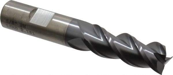 Cleveland - 5/8", 1-5/8" LOC, 5/8" Shank Diam, 3-7/8" OAL, 3 Flute, Powdered Metal Square End Mill - Single End, TiCN Finish, Spiral Flute, 42° Helix, Centercutting, Right Hand Cut, Right Hand Flute, Series PM-539R - USA Tool & Supply