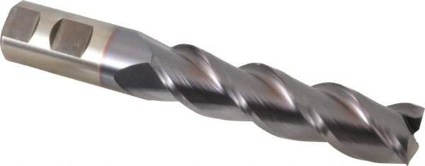 Cleveland - 1", 4" LOC, 1" Shank Diam, 6-1/2" OAL, 3 Flute, Powdered Metal Square End Mill - Single End, TiCN Finish, Spiral Flute, 42° Helix, Centercutting, Right Hand Cut, Right Hand Flute, Series PM-539R - USA Tool & Supply