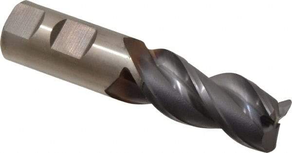 Cleveland - 1", 3 Flute, Single End, Powdered Metal, 0.12" Corner Radius End Mill - 4-1/2" OAL, 42° Helix, Right Hand Flute, 2" LOC, Right Hand Cut - USA Tool & Supply