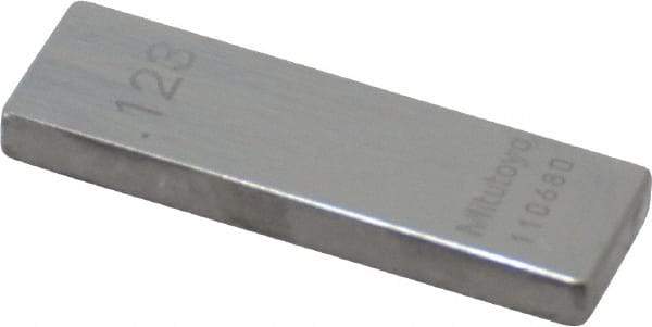 Mitutoyo - 0.123" Rectangular Steel Gage Block - Accuracy Grade 0, Includes Certificate of Inspection - USA Tool & Supply