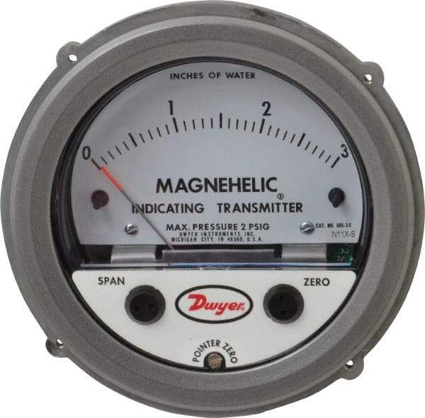 Dwyer - 25 Max psi, Differential Pressure Transmitter with Indication - 1/8" Thread - USA Tool & Supply