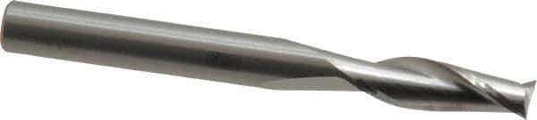 RobbJack - 1/4", 3/4" LOC, 1/4" Shank Diam, 2-1/2" OAL, 2 Flute, Solid Carbide Square End Mill - Single End, Uncoated, Spiral Flute, 30° Helix, Centercutting, Right Hand Cut, Right Hand Flute, Series C1-201 - USA Tool & Supply