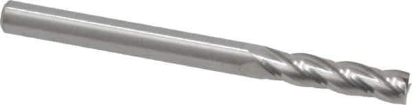 RobbJack - 1/8", 1/2" LOC, 1/8" Shank Diam, 1-1/2" OAL, 4 Flute, Solid Carbide Square End Mill - Single End, Uncoated, Spiral Flute, 30° Helix, Centercutting, Right Hand Cut, Right Hand Flute, Series C1-401 - USA Tool & Supply