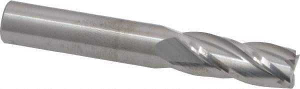 RobbJack - 3/8", 7/8" LOC, 3/8" Shank Diam, 2-1/2" OAL, 4 Flute, Solid Carbide Square End Mill - Single End, Uncoated, Spiral Flute, 30° Helix, Centercutting, Right Hand Cut, Right Hand Flute, Series C1-401 - USA Tool & Supply
