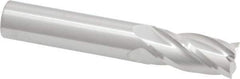 RobbJack - 1/2", 1" LOC, 1/2" Shank Diam, 3" OAL, 4 Flute, Solid Carbide Square End Mill - Single End, Uncoated, Spiral Flute, 30° Helix, Centercutting, Right Hand Cut, Right Hand Flute, Series C1-401 - USA Tool & Supply