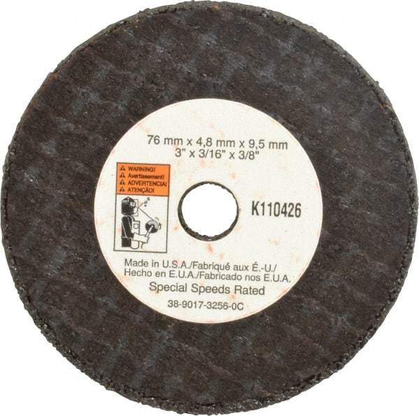3M - 3" Aluminum Oxide Cutoff Wheel - 3/16" Thick, 3/8" Arbor, 20,375 Max RPM, Use with Die Grinders - USA Tool & Supply
