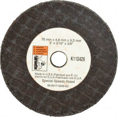 3M - 3" Aluminum Oxide Cutoff Wheel - 3/16" Thick, 3/8" Arbor, 20,375 Max RPM, Use with Die Grinders - USA Tool & Supply