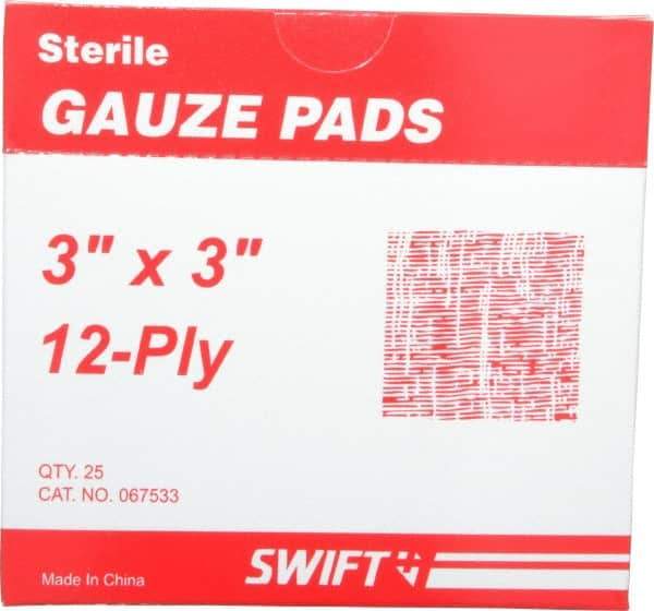 North - 3" Long x 3" Wide, General Purpose Pad - White, Sterile, Gauze Bandage - USA Tool & Supply